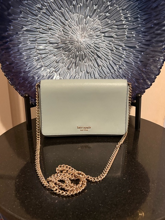 kate spade Handbags - Kate Spade Small Light Blue Leather Crossbody Bag w/ Chain Strap
